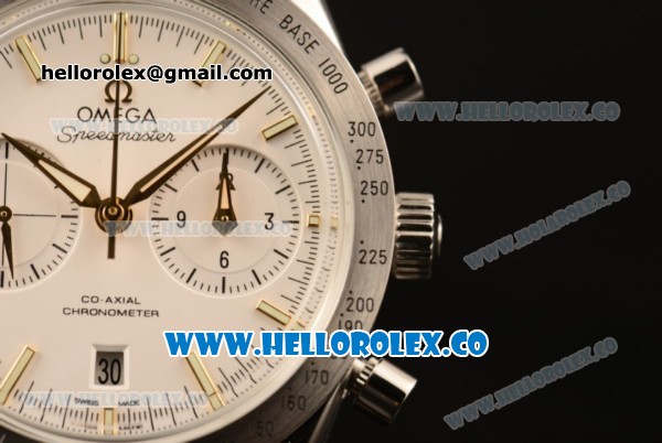 Omega Speedmaster'57 Co-Axial Chronograph Clone Omega 9300 Automatic Steel Case with White Dial Stick Markers and Brown Leather Strap (EF) - Click Image to Close